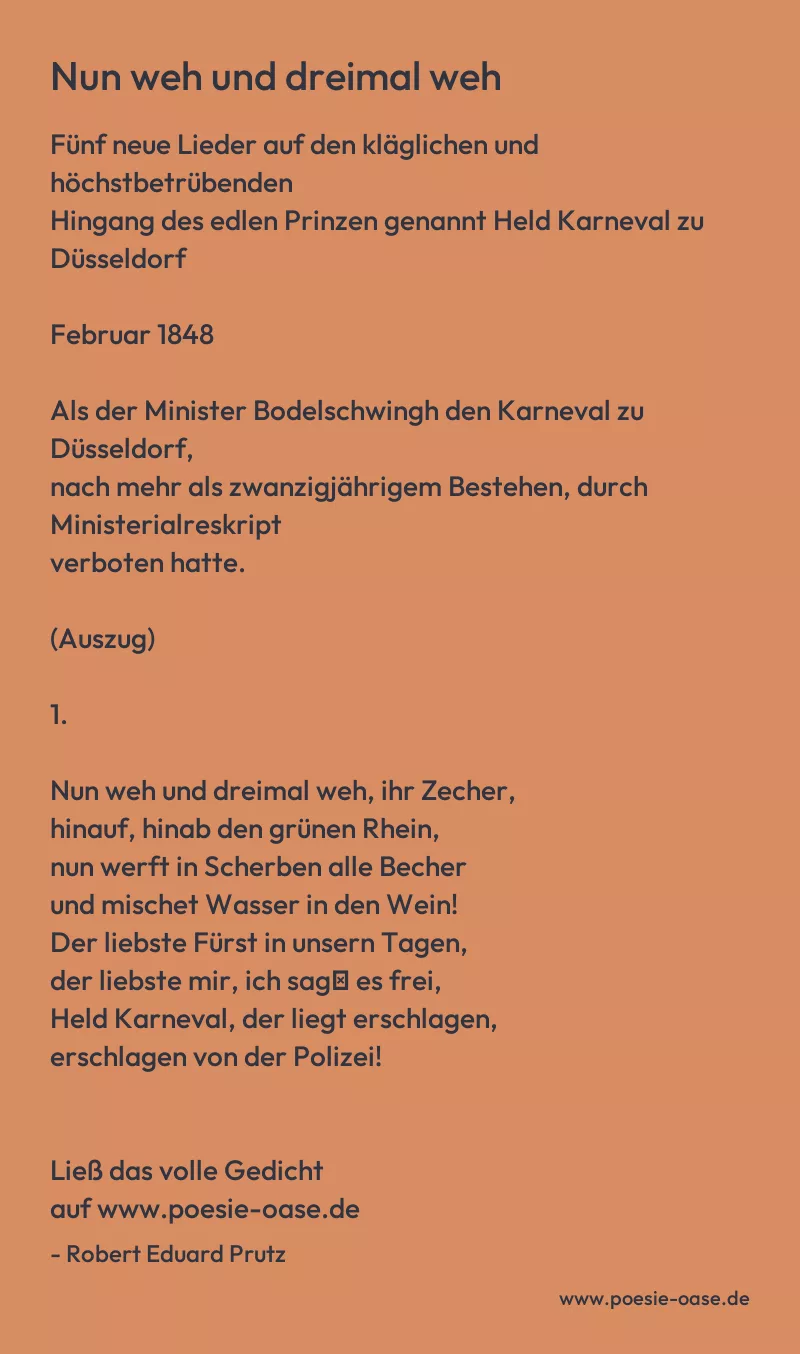 Gedicht: Nun weh und dreimal weh von Robert Eduard Prutz