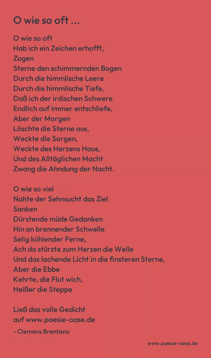 Gedicht: O wie so oft ... von Clemens Brentano