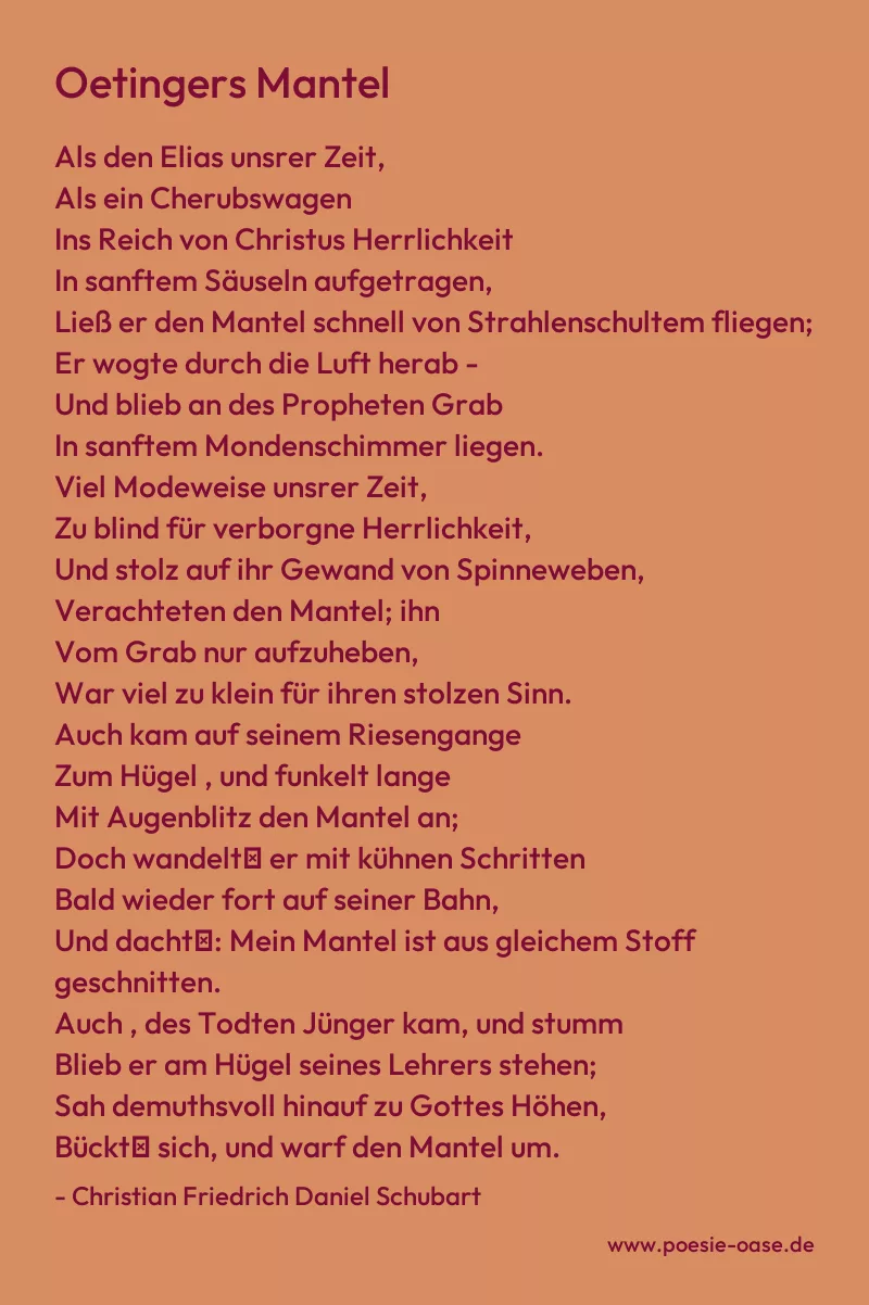 Gedicht: Oetingers Mantel von Christian Friedrich Daniel Schubart