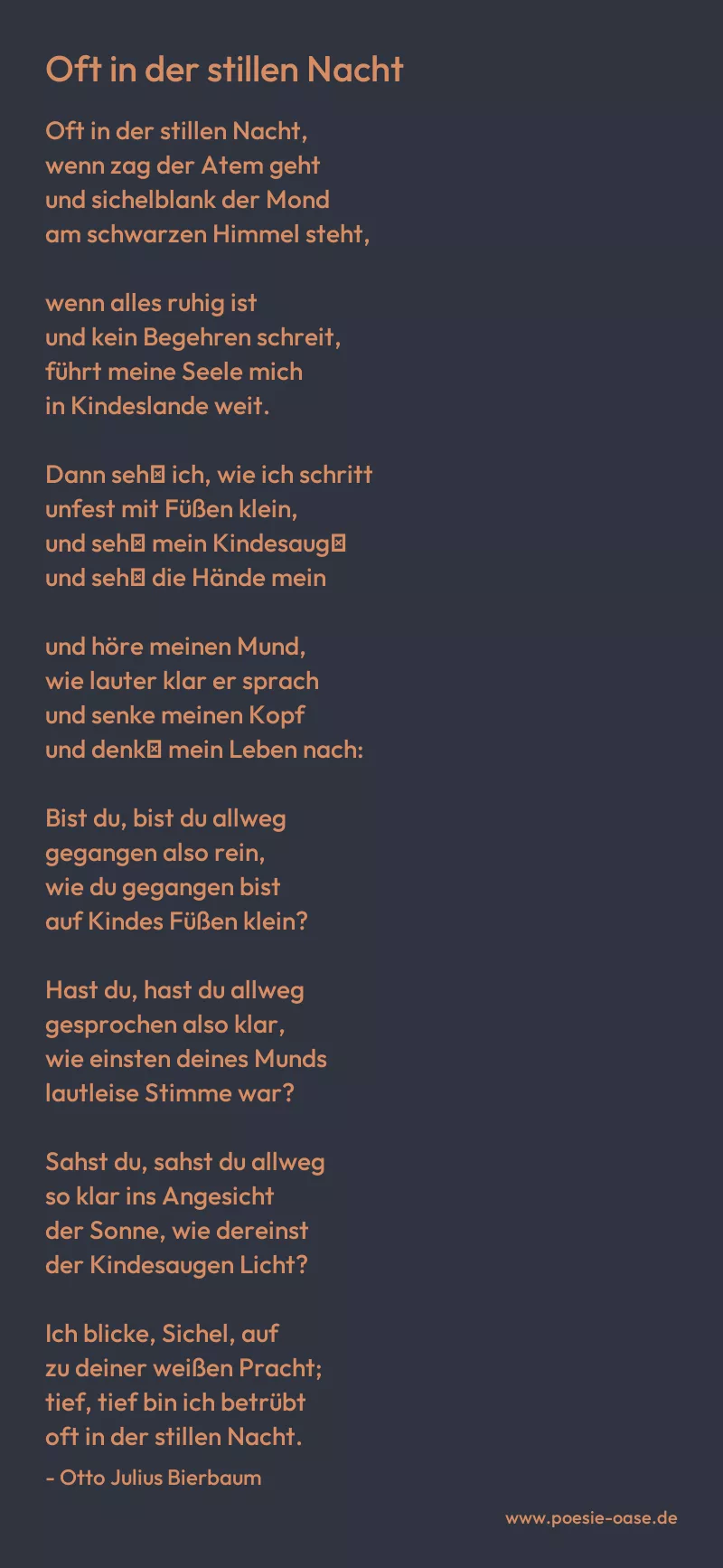 Gedicht: Oft in der stillen Nacht von Otto Julius Bierbaum