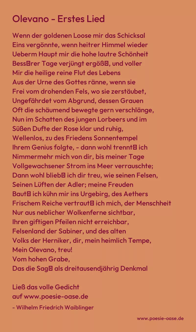 Gedicht: Olevano - Erstes Lied von Wilhelm Friedrich Waiblinger
