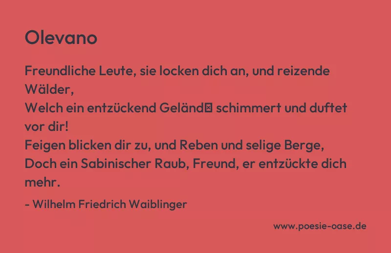 Gedicht: Olevano von Wilhelm Friedrich Waiblinger
