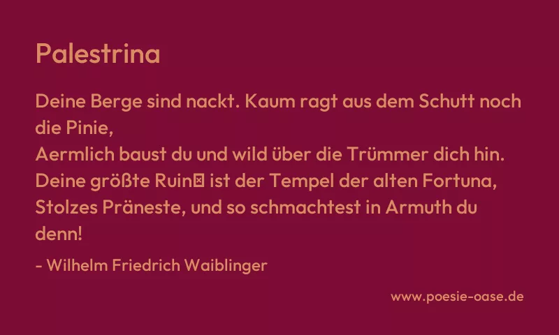 Gedicht: Palestrina von Wilhelm Friedrich Waiblinger