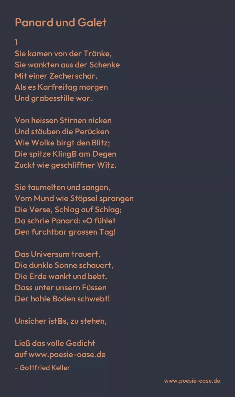 Gedicht: Panard und Galet von Gottfried Keller