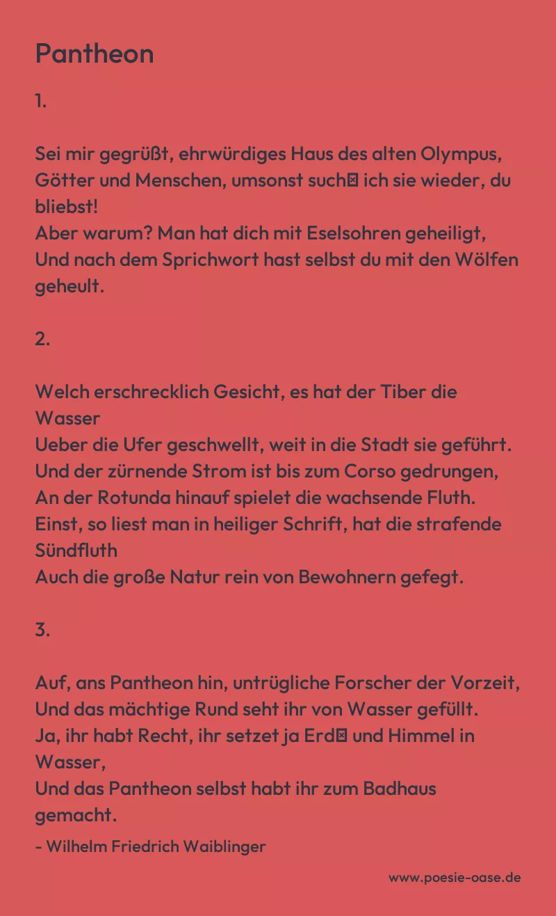 Gedicht: Pantheon von Wilhelm Friedrich Waiblinger