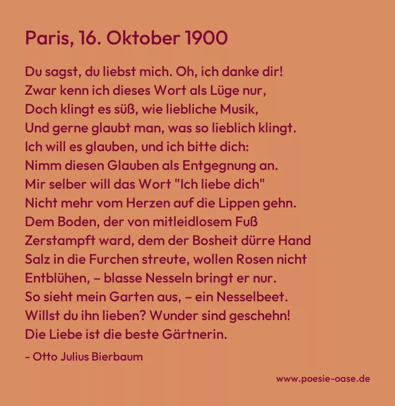 Gedicht: Paris, 16. Oktober 1900 von Otto Julius Bierbaum