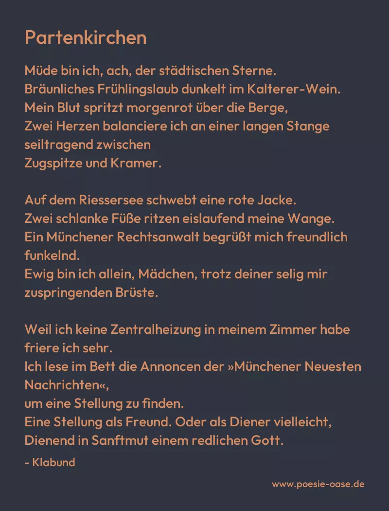 Gedicht: Partenkirchen von Klabund
