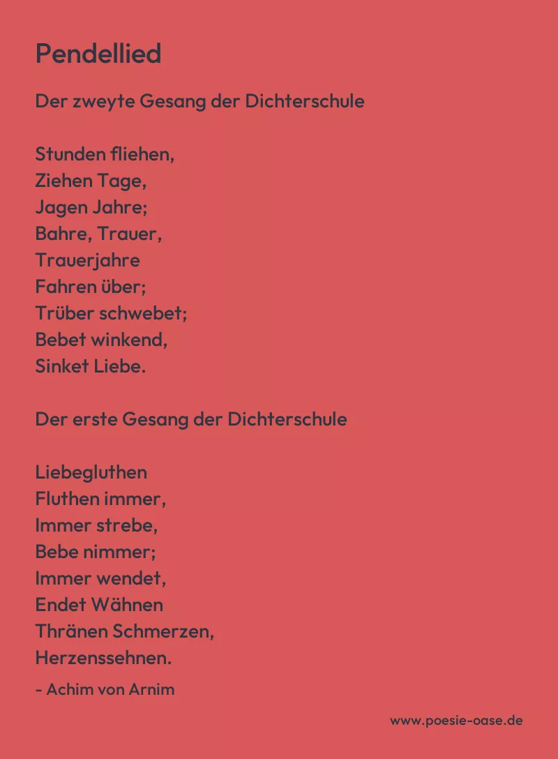 Gedicht: Pendellied von Achim von Arnim