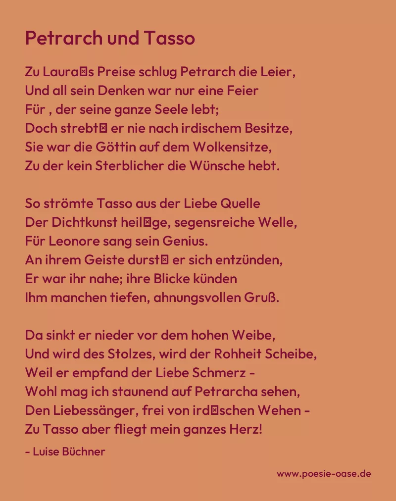 Gedicht: Petrarch und Tasso von Luise Büchner
