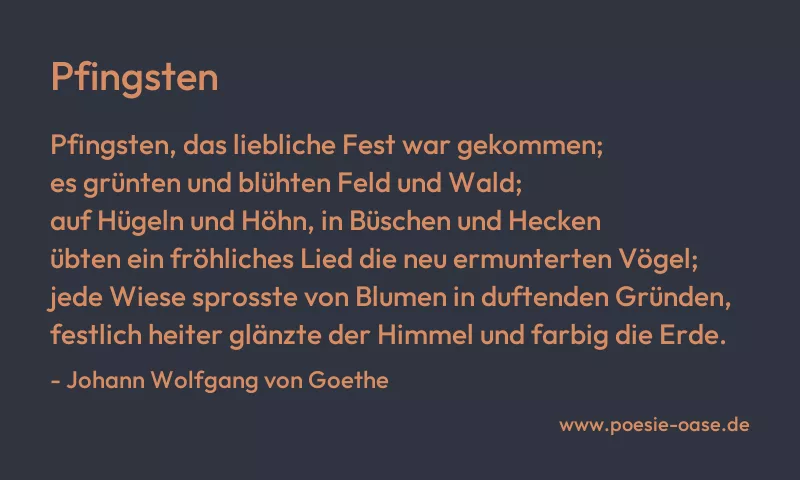 Gedicht: Pfingsten von Johann Wolfgang von Goethe