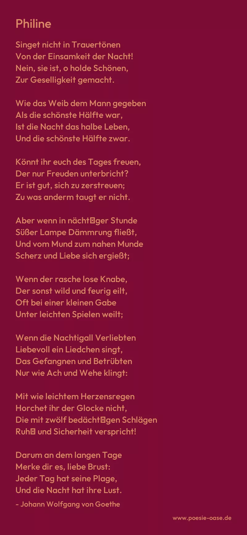 Gedicht: Philine von Johann Wolfgang von Goethe