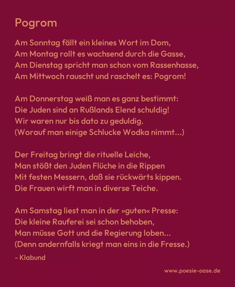 Gedicht: Pogrom von Klabund