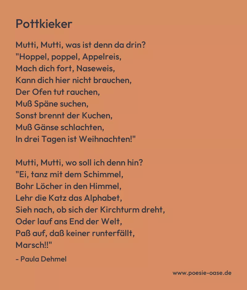 Gedicht: Pottkieker von Paula Dehmel