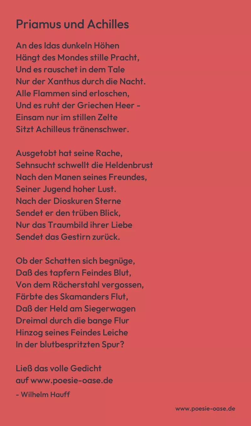 Gedicht: Priamus und Achilles von Wilhelm Hauff