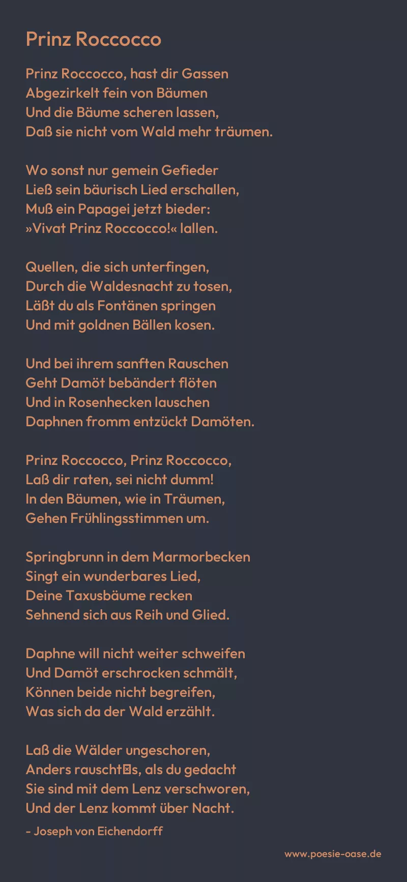 Gedicht: Prinz Roccocco von Joseph von Eichendorff