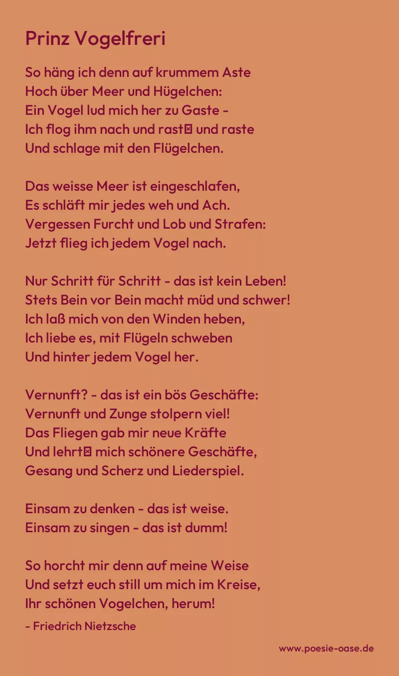 Gedicht: Prinz Vogelfreri von Friedrich Nietzsche