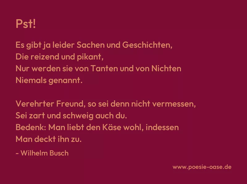 Gedicht: Pst! von Wilhelm Busch