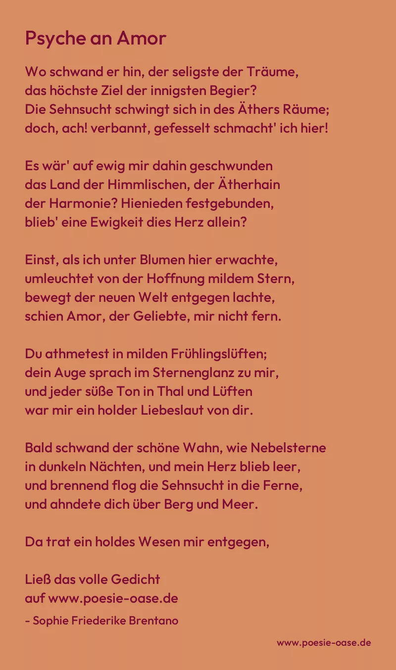 Gedicht: Psyche an Amor von Sophie Friederike Brentano
