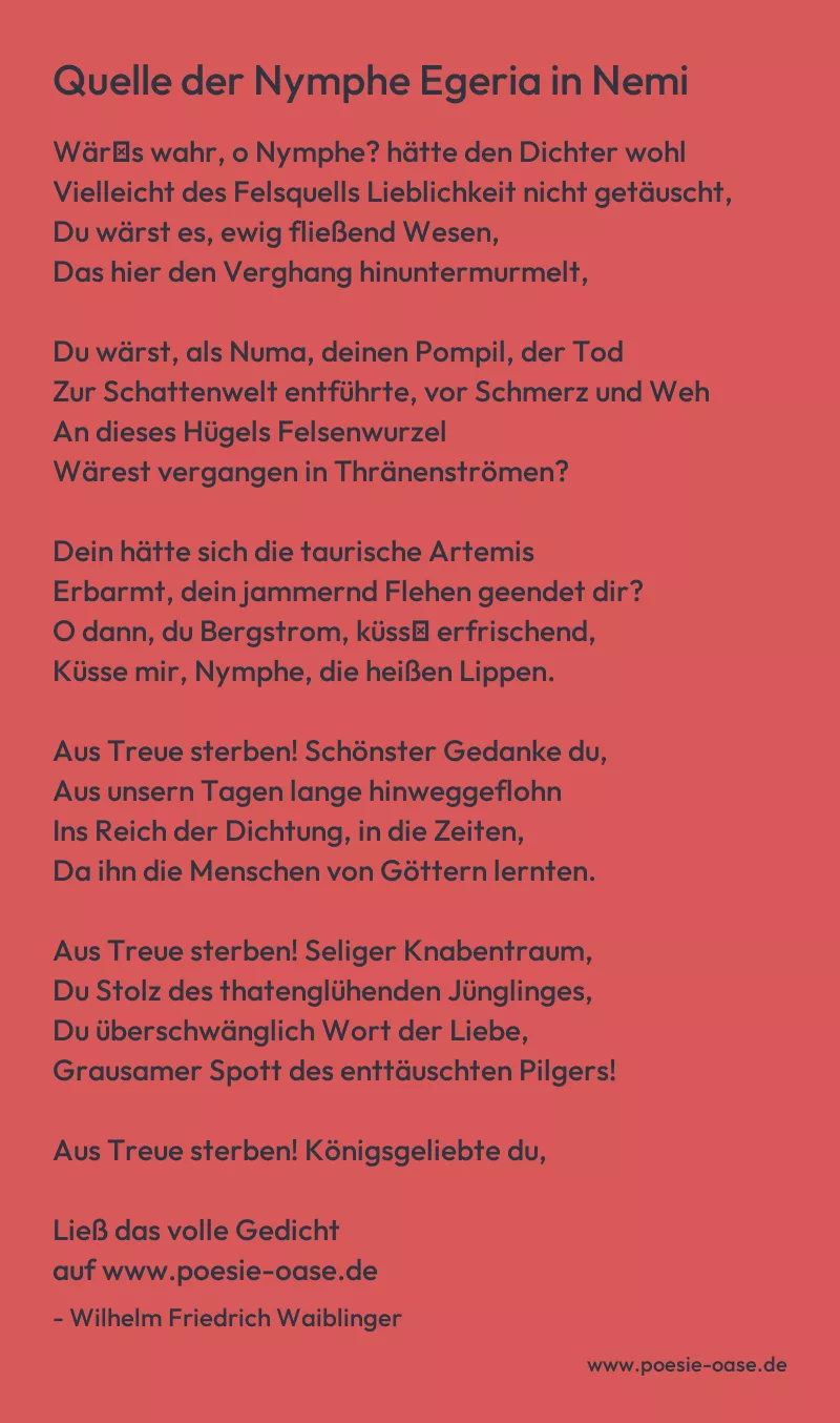 Gedicht: Quelle der Nymphe Egeria in Nemi von Wilhelm Friedrich Waiblinger
