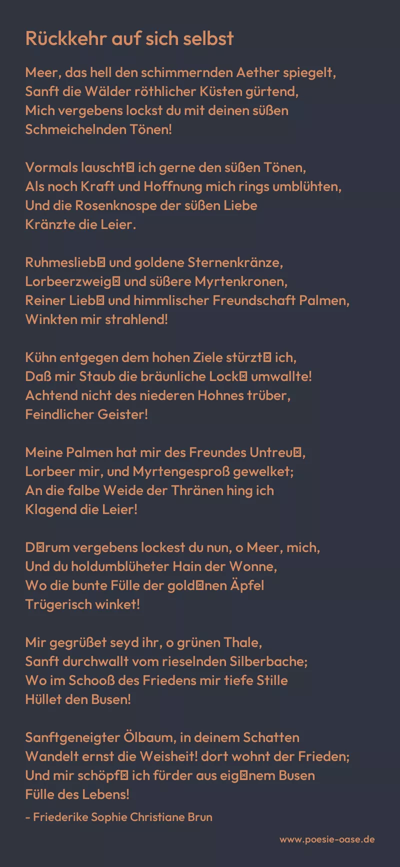 Gedicht: Rückkehr auf sich selbst von Friederike Sophie Christiane Brun