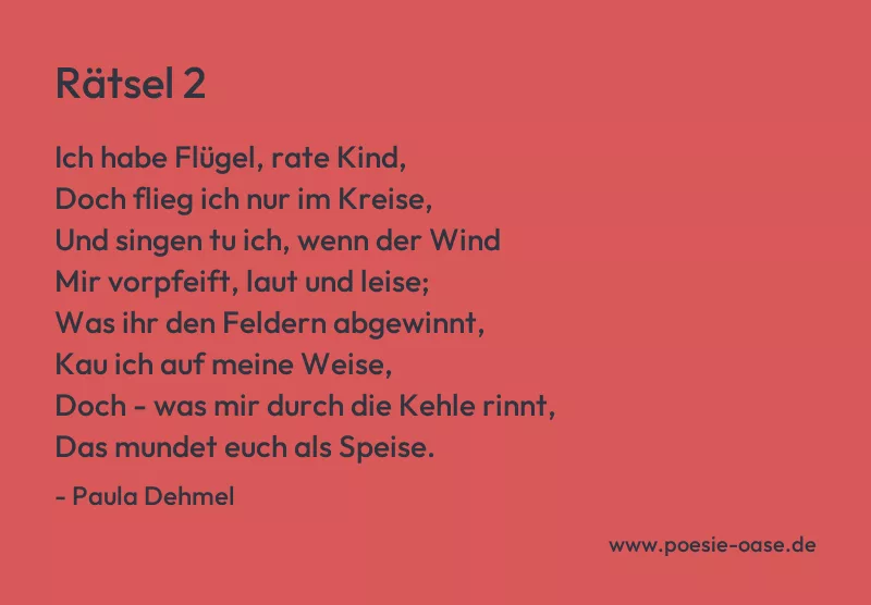 Gedicht: Rätsel 2 von Paula Dehmel
