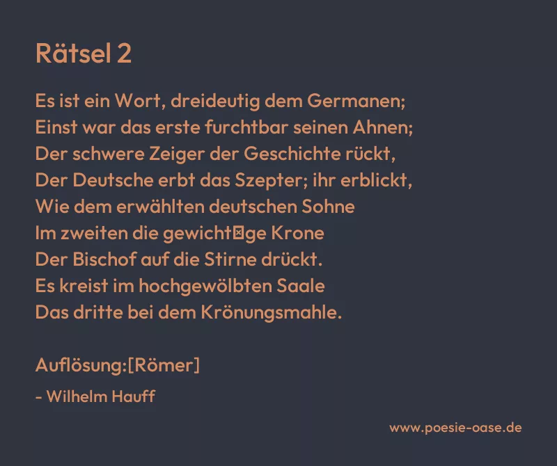 Gedicht: Rätsel 2 von Wilhelm Hauff