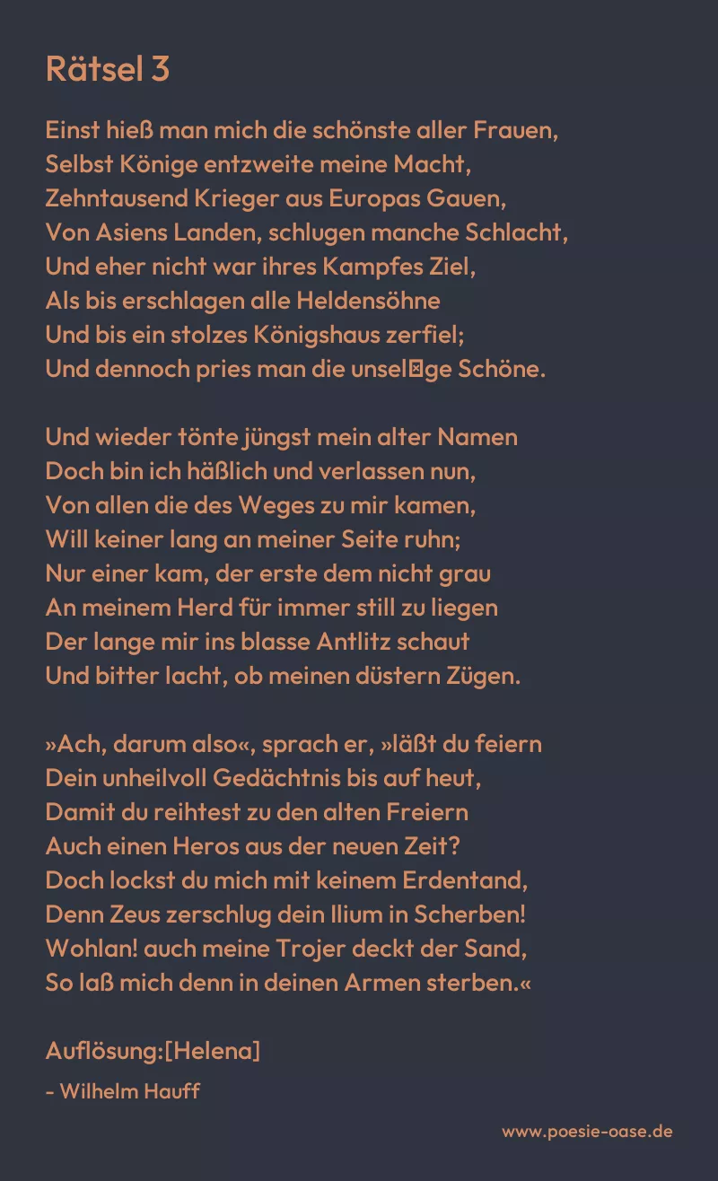 Gedicht: Rätsel 3 von Wilhelm Hauff