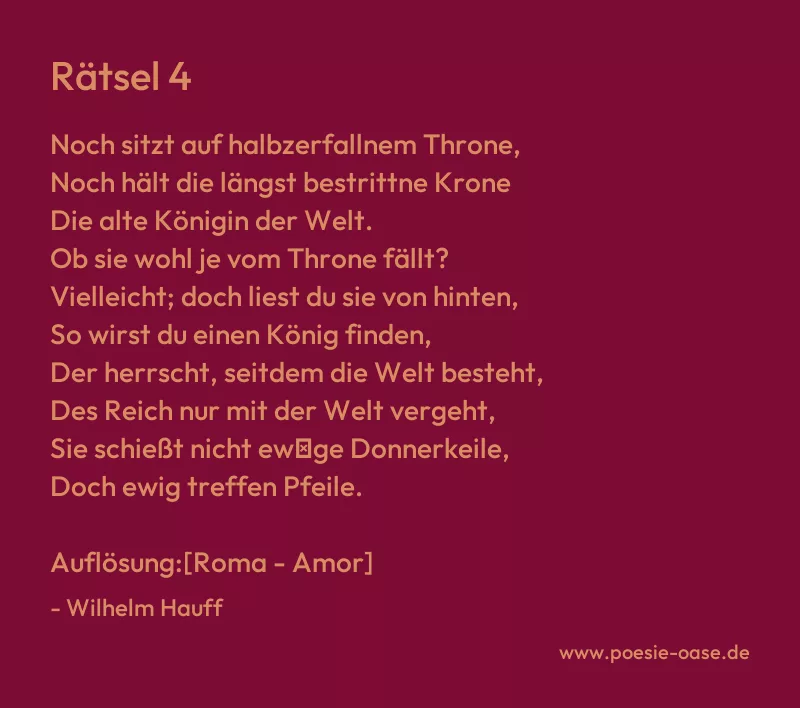 Gedicht: Rätsel 4 von Wilhelm Hauff
