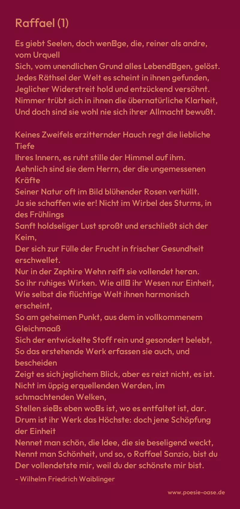 Gedicht: Raffael (1) von Wilhelm Friedrich Waiblinger