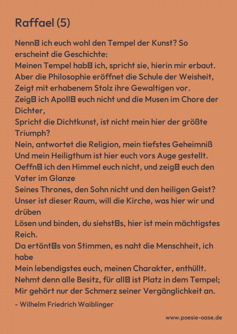 Gedicht: Raffael (5) von Wilhelm Friedrich Waiblinger