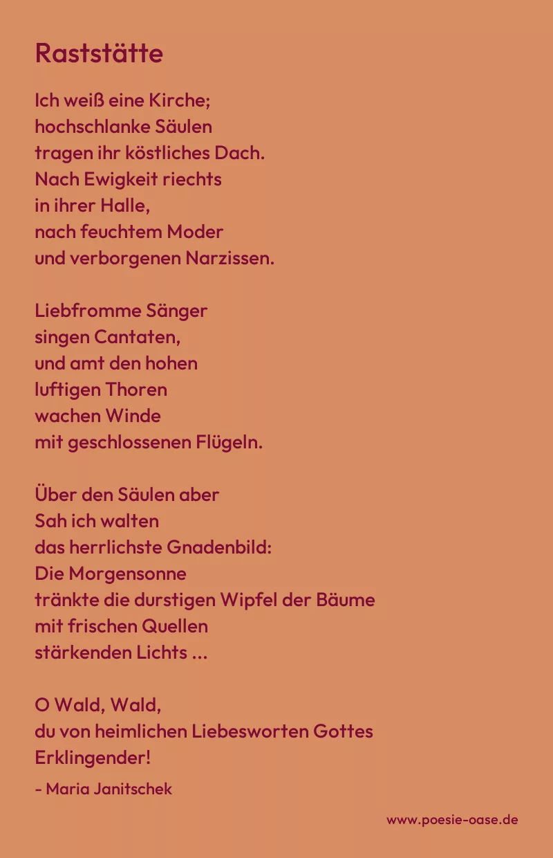 Gedicht: Raststätte von Maria Janitschek