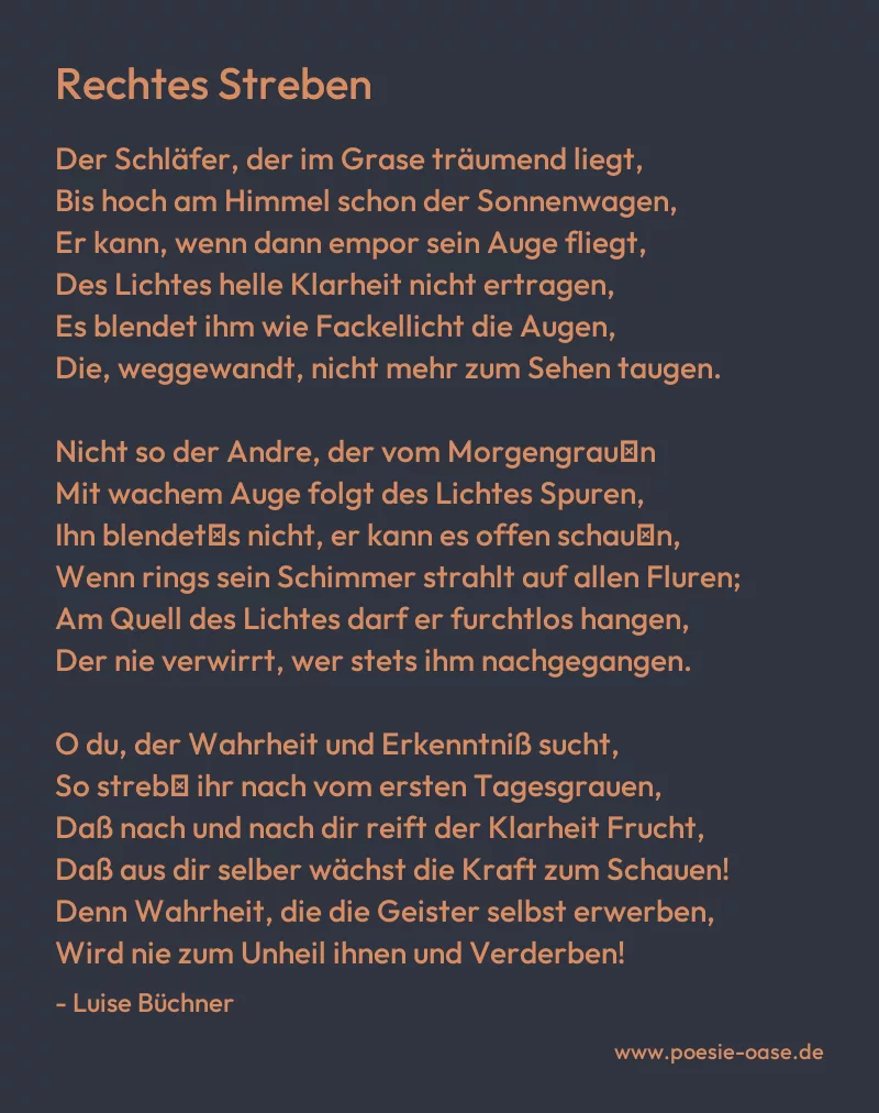 Gedicht: Rechtes Streben von Luise Büchner