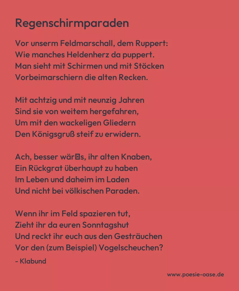 Gedicht: Regenschirmparaden von Klabund