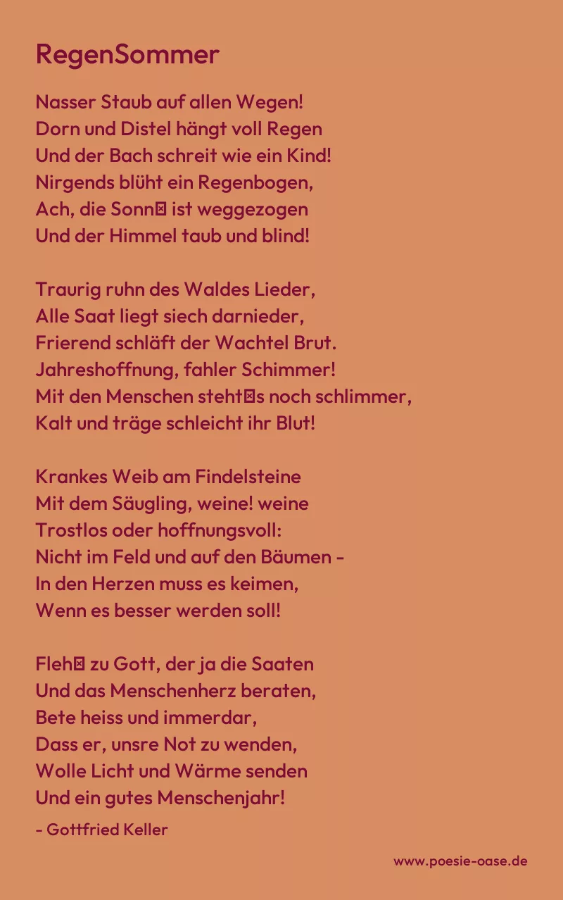 Gedicht: RegenSommer von Gottfried Keller