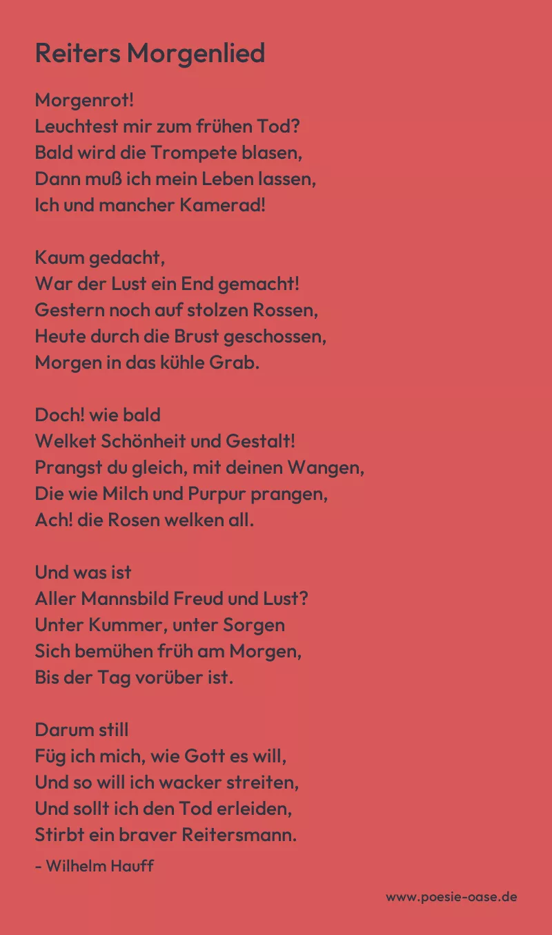 Gedicht: Reiters Morgenlied von Wilhelm Hauff