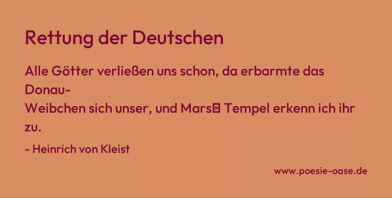 Gedicht: Rettung der Deutschen von Heinrich von Kleist