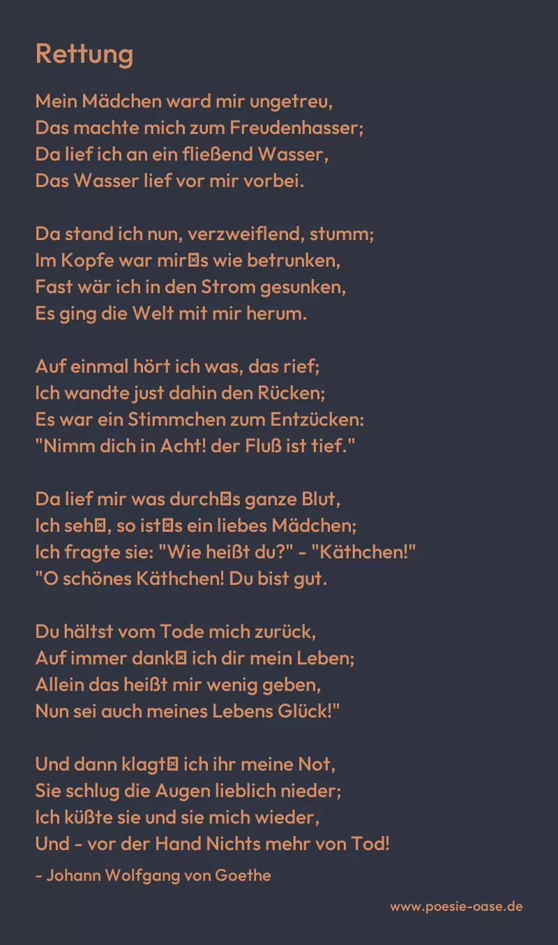 Gedicht: Rettung von Johann Wolfgang von Goethe