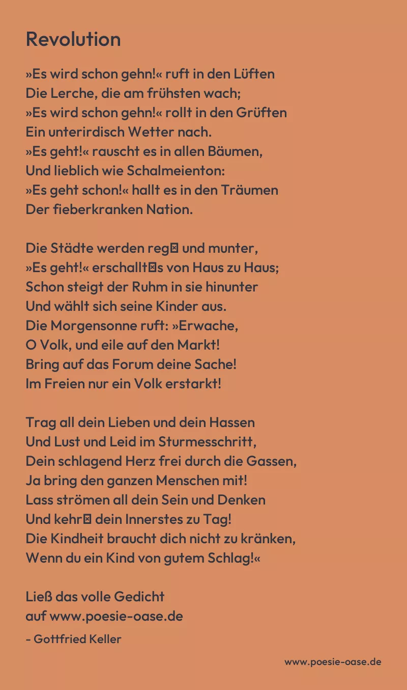 Gedicht: Revolution von Gottfried Keller