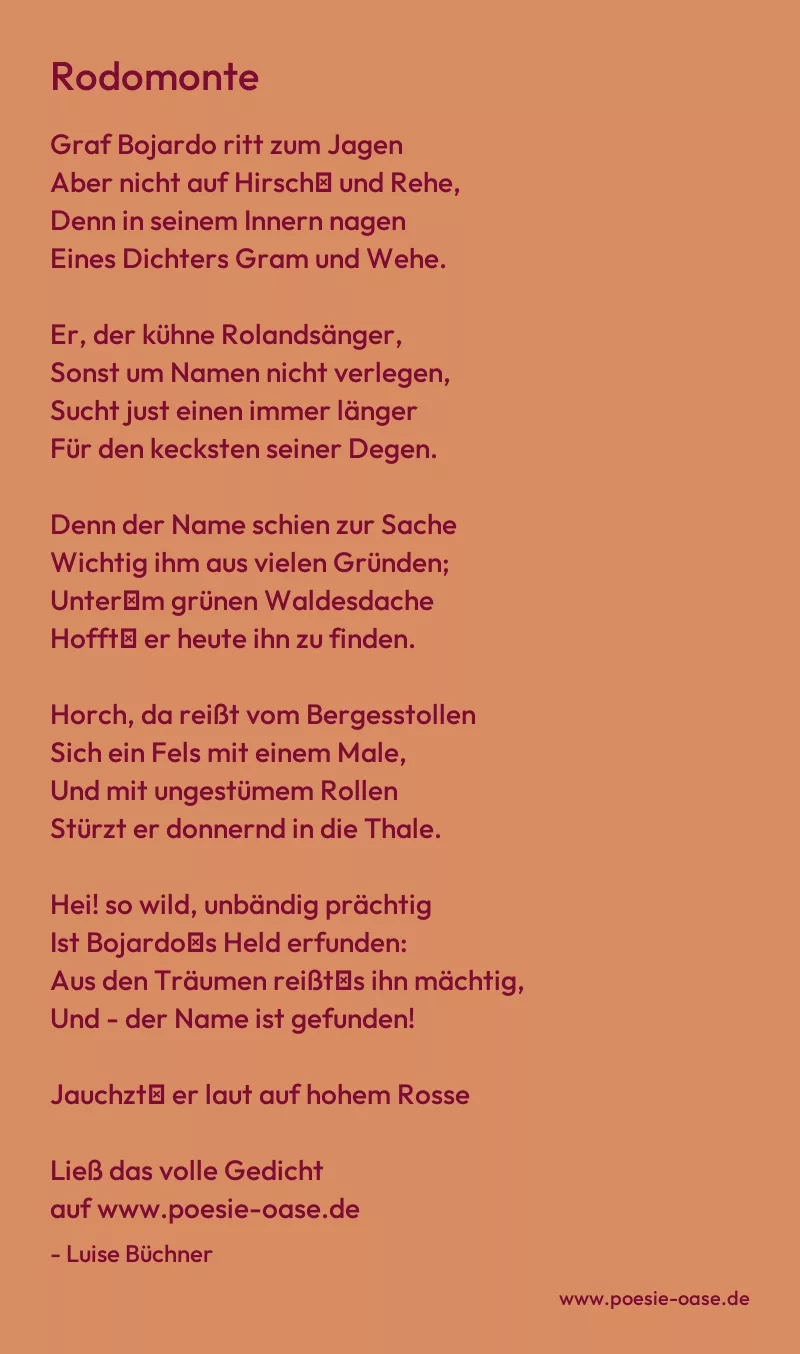 Gedicht: Rodomonte von Luise Büchner