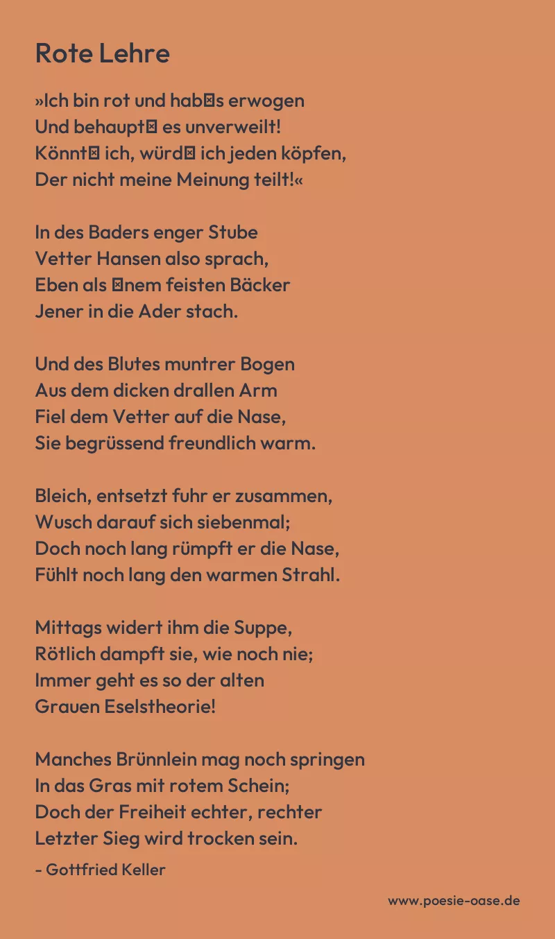 Gedicht: Rote Lehre von Gottfried Keller