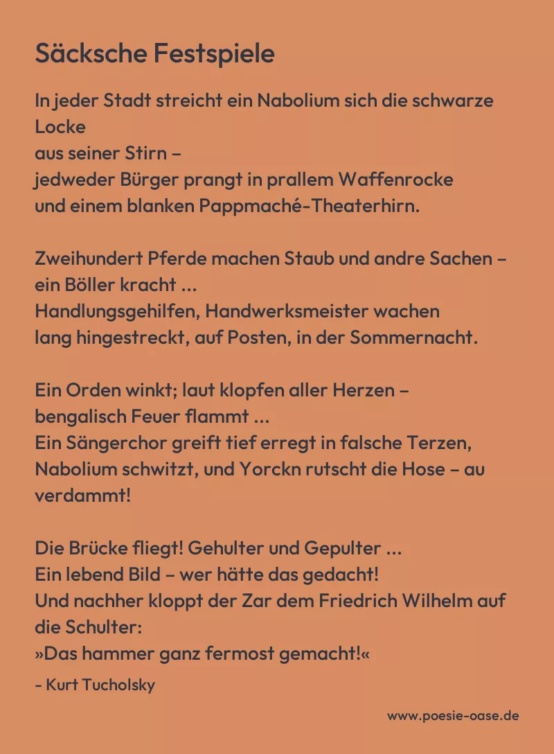 Gedicht: Säcksche Festspiele von Kurt Tucholsky