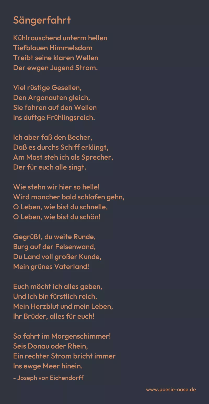 Gedicht: Sängerfahrt von Joseph von Eichendorff