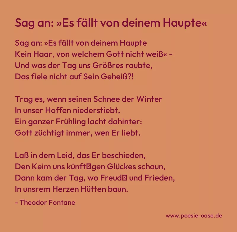 Gedicht: Sag an: »Es fällt von deinem Haupte« von Theodor Fontane