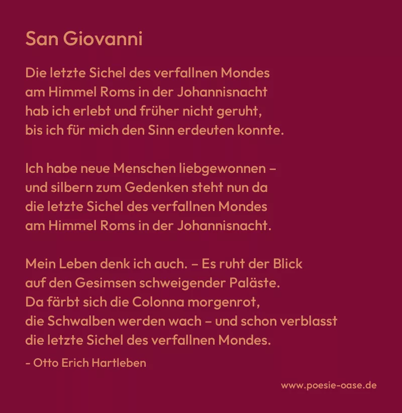 Gedicht: San Giovanni von Otto Erich Hartleben