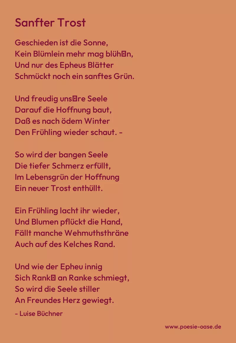 Gedicht: Sanfter Trost von Luise Büchner