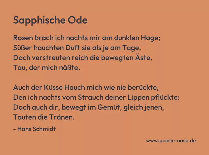 Gedicht: Sapphische Ode von Hans Schmidt