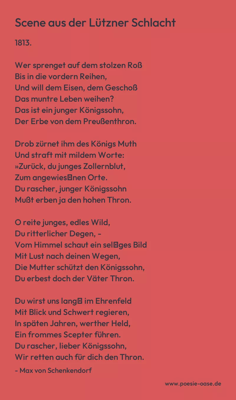 Gedicht: Scene aus der Lützner Schlacht von Max von Schenkendorf