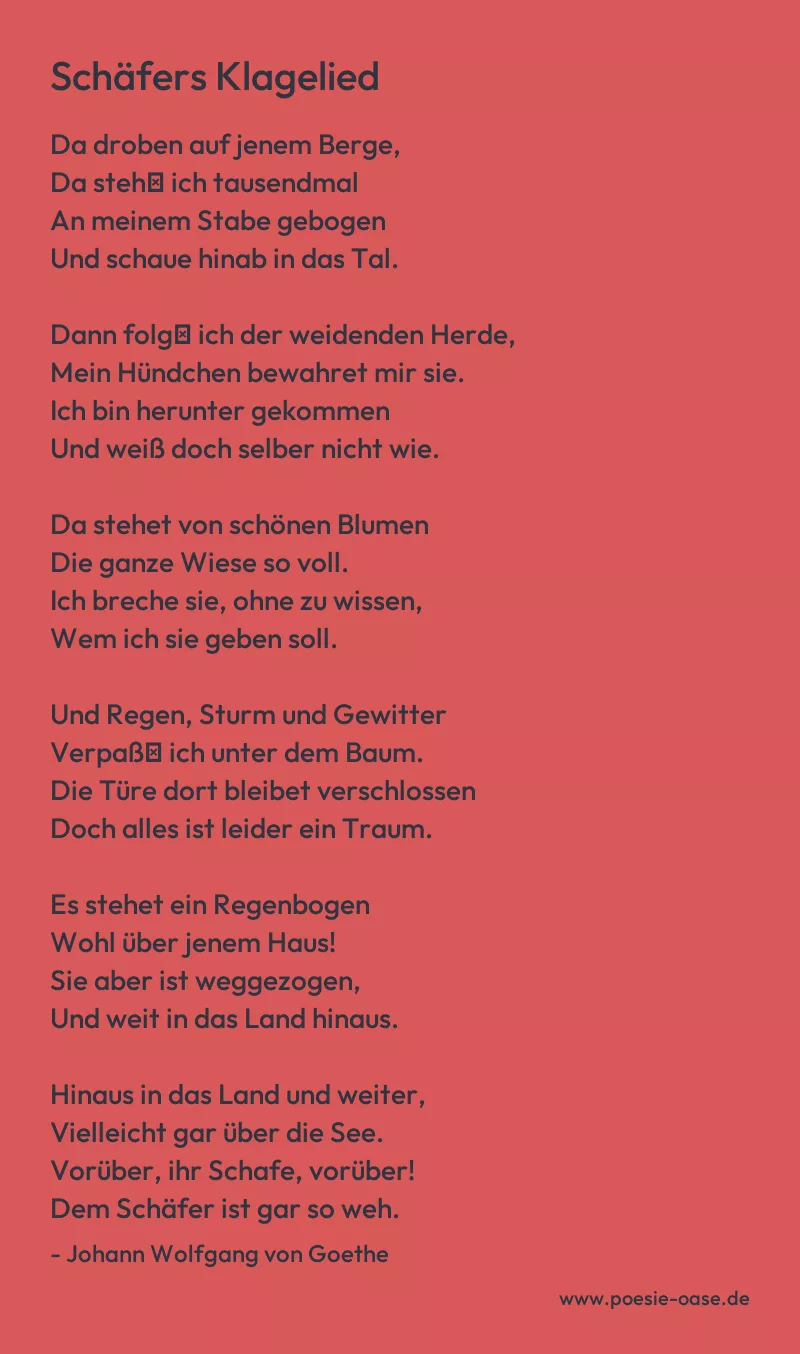 Gedicht: Schäfers Klagelied von Johann Wolfgang von Goethe