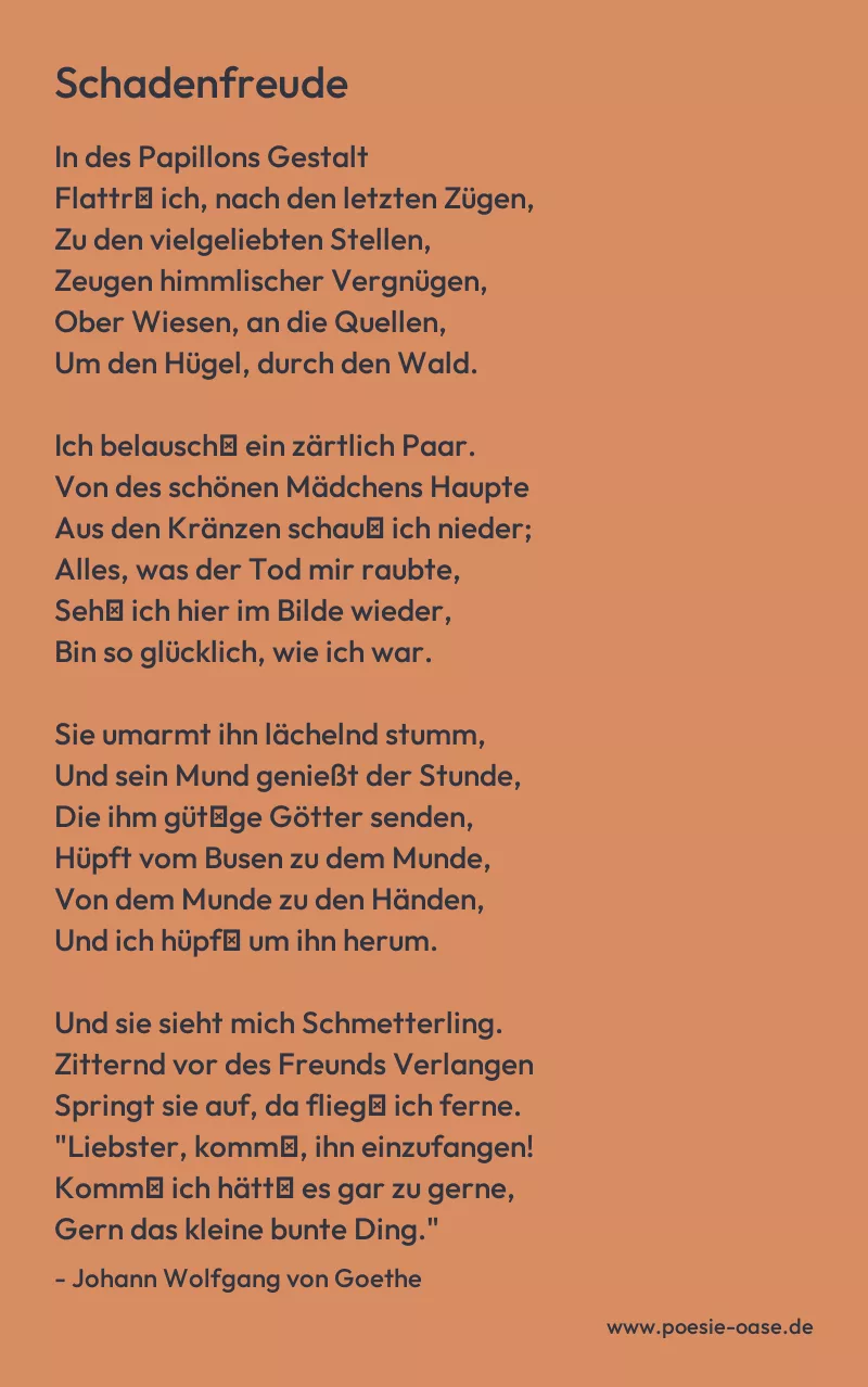 Gedicht: Schadenfreude von Johann Wolfgang von Goethe