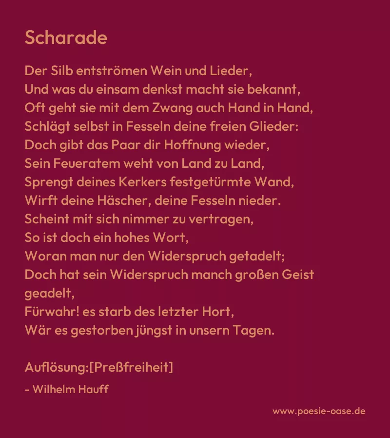 Gedicht: Scharade von Wilhelm Hauff